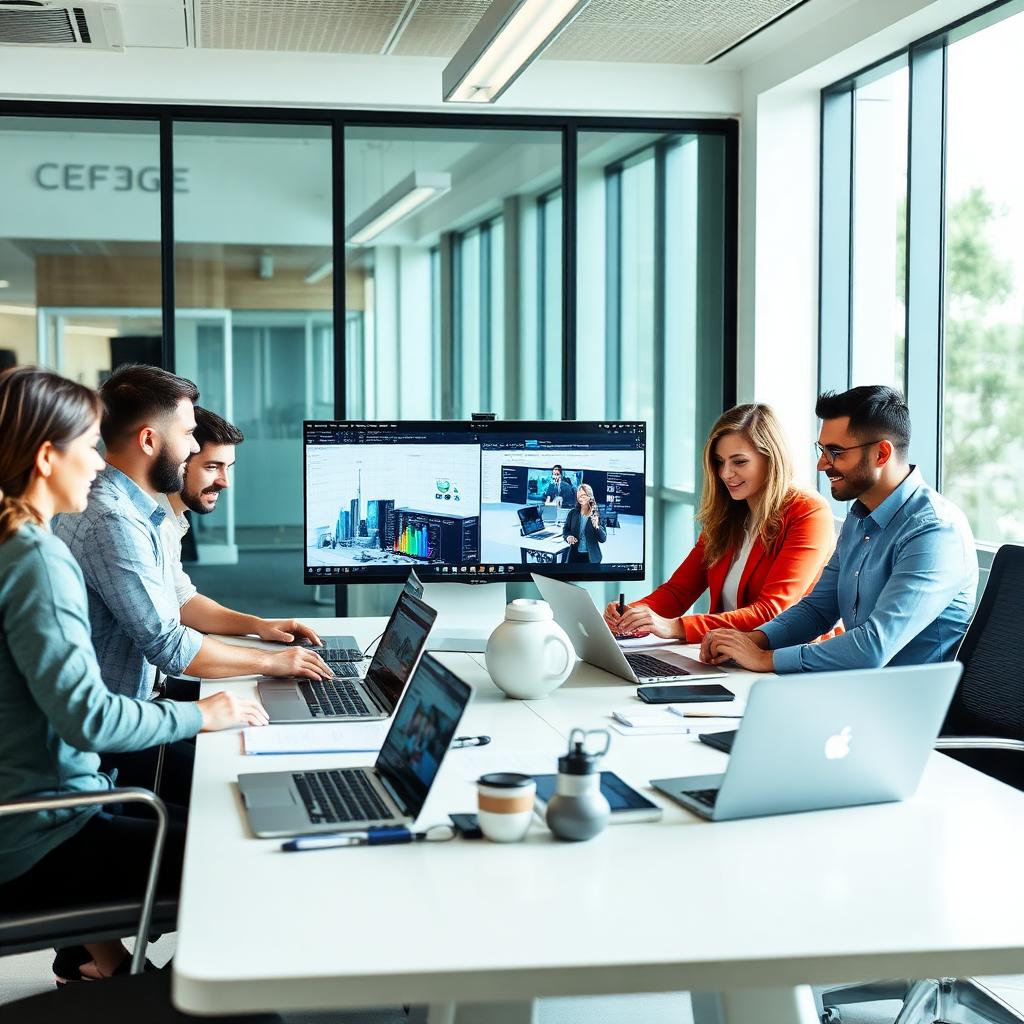 FinSphere Tech consulting team collaborating in a modern office